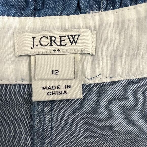 J‎ Crew Blue Ruffle Chambray Denim Shorts Cotton Size 12 - Picture 6 of 7